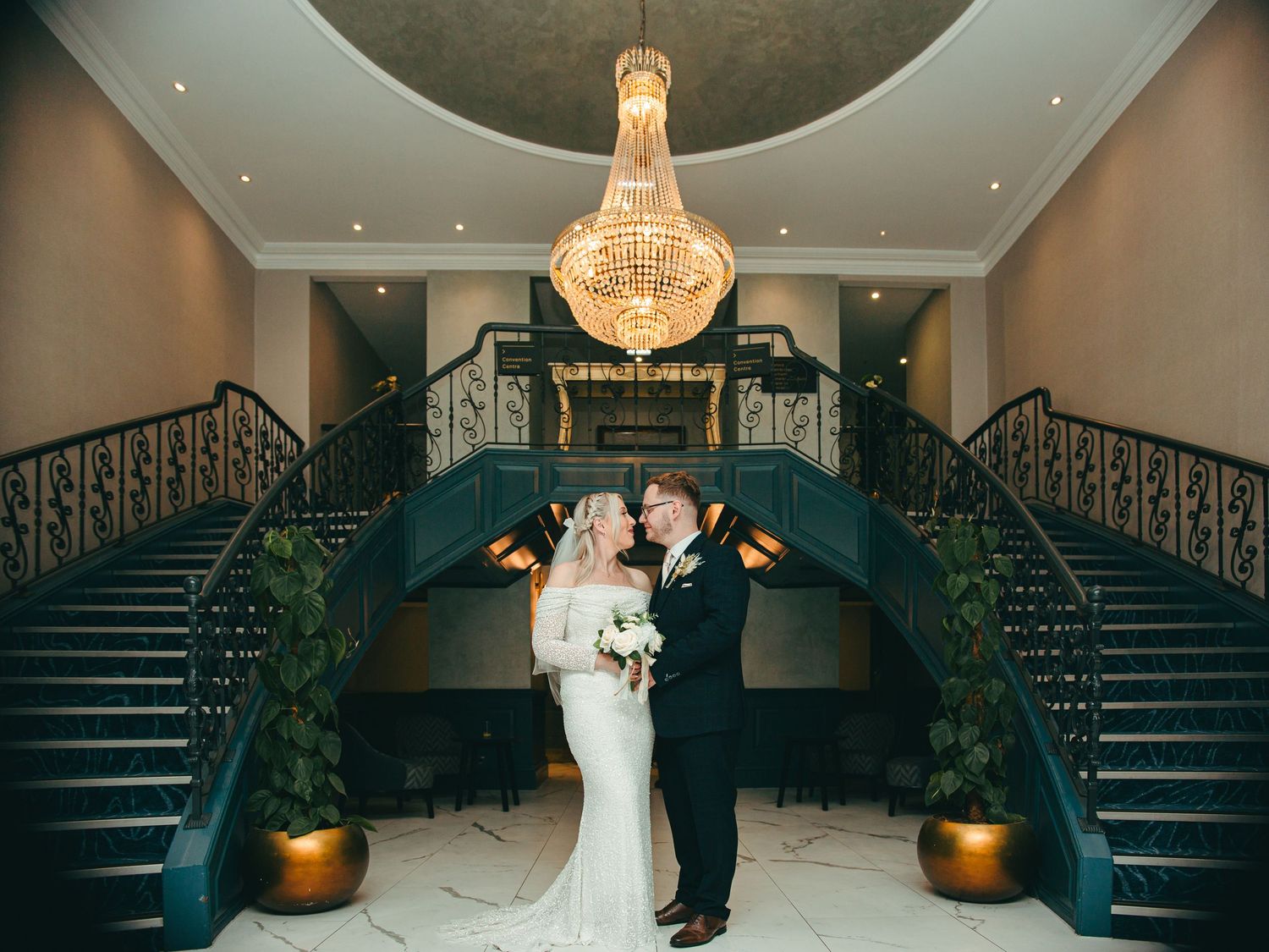 A wedding couple in the metropole hotel in Brighton for some portraits