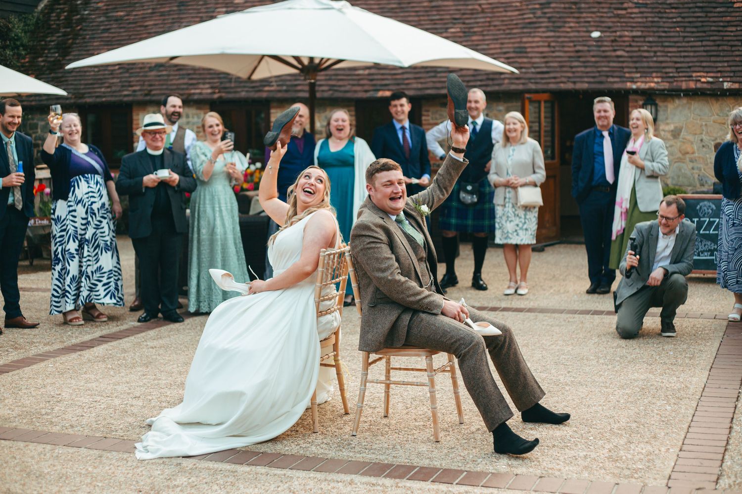 Playing Mr & Mrs during the reception at Fitzleroi Barn