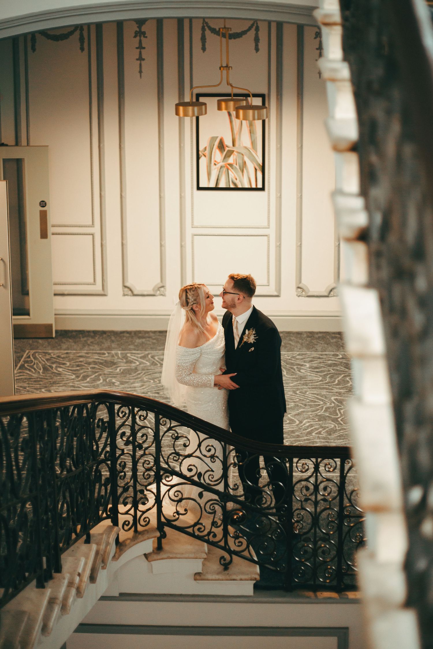 A wedding couple in the metropole hotel in Brighton for some portraits
