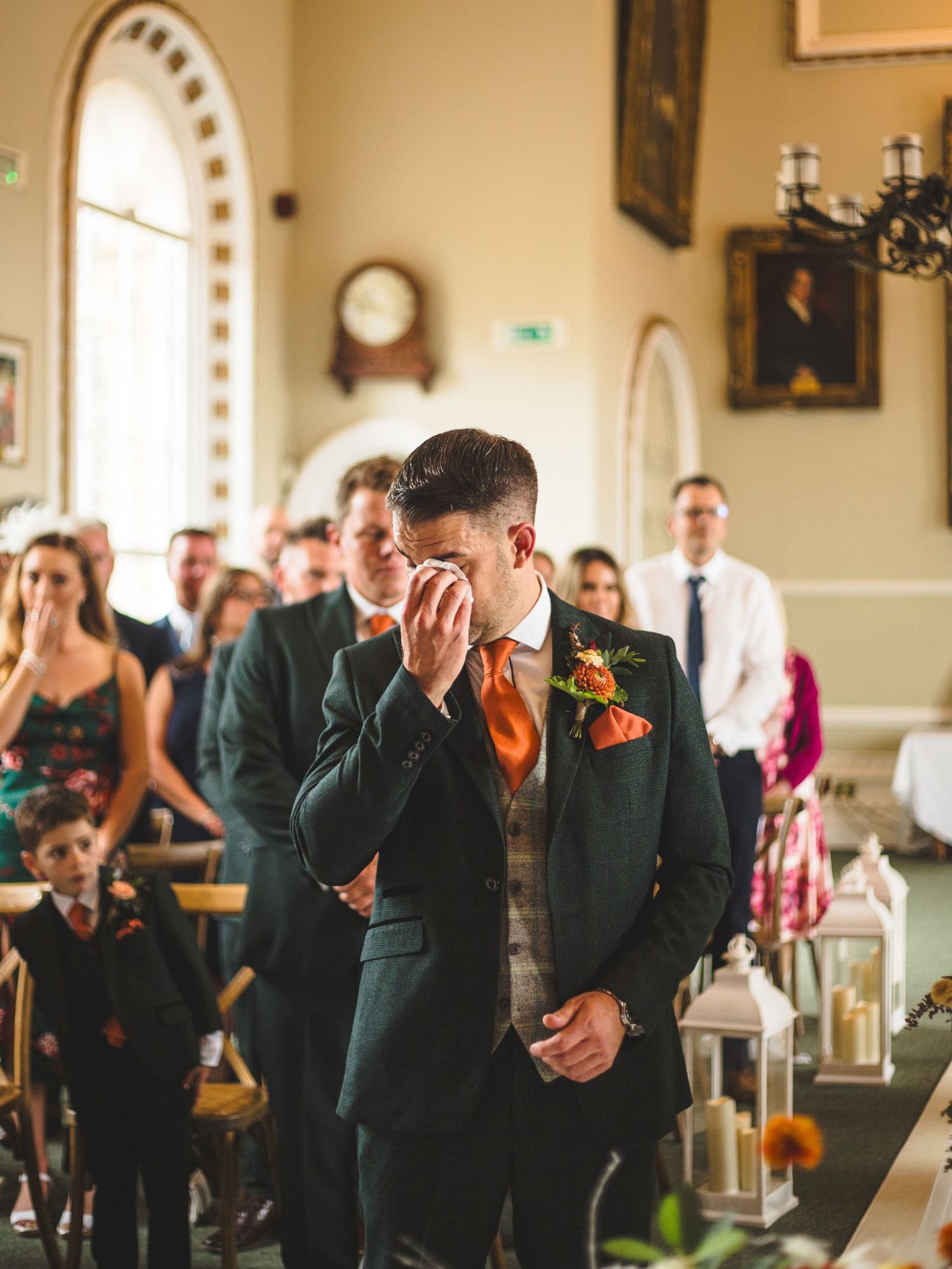 An emotional moment during a wedding ceremony in Arundel Town Hall
