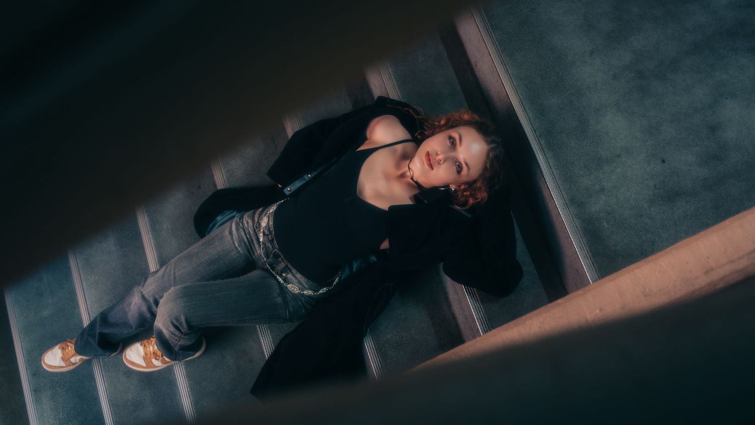 Dramatic overhead portrait series with dark tones and artistic composition.
