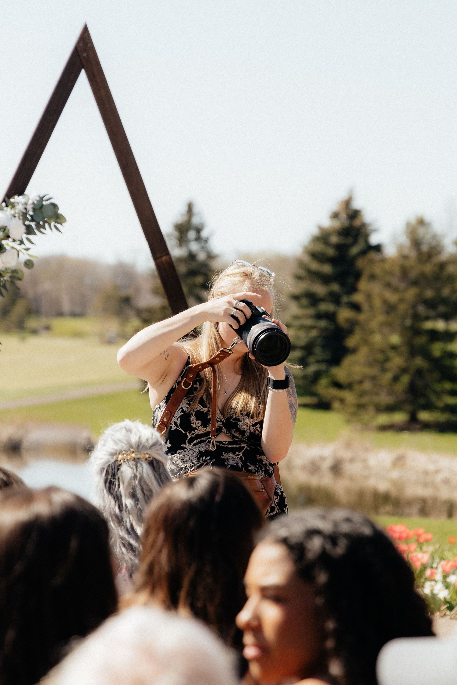 Collection of wedding day detail shots at Rush Creek Golf Course in Maple Grove, MN, including bridal accessories, florals, and more
