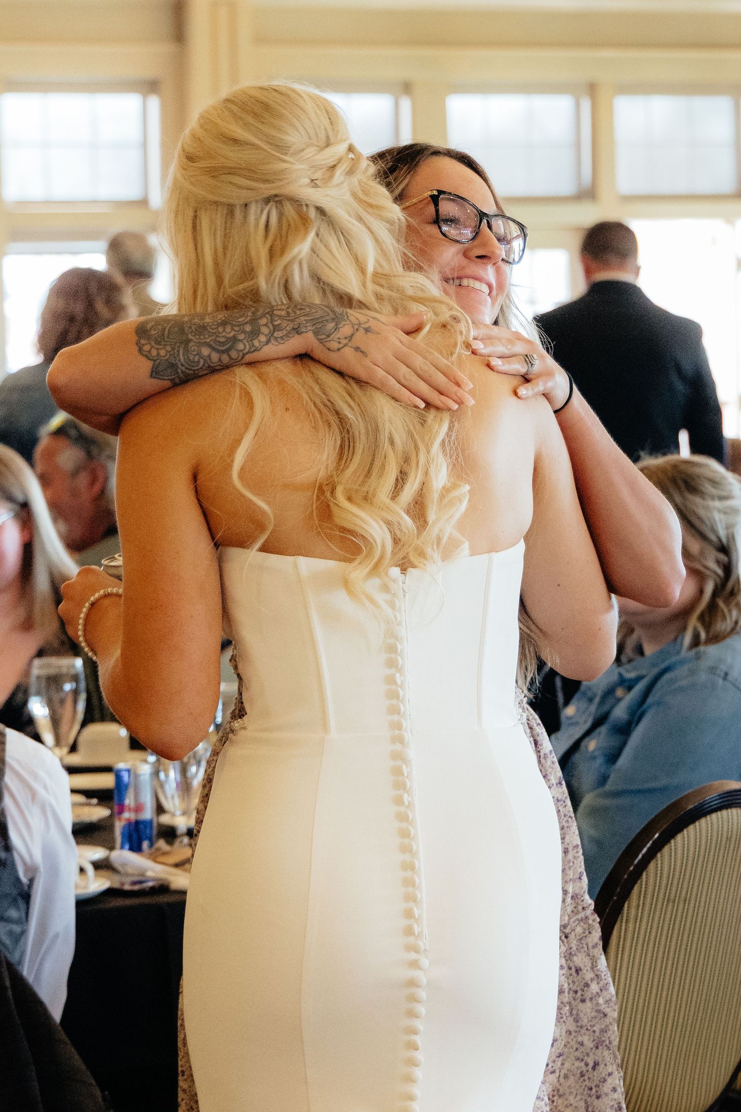 Candid and styled wedding detail shots at Rush Creek Golf Course in Maple Grove, MN, featuring emotional moments with friends and family