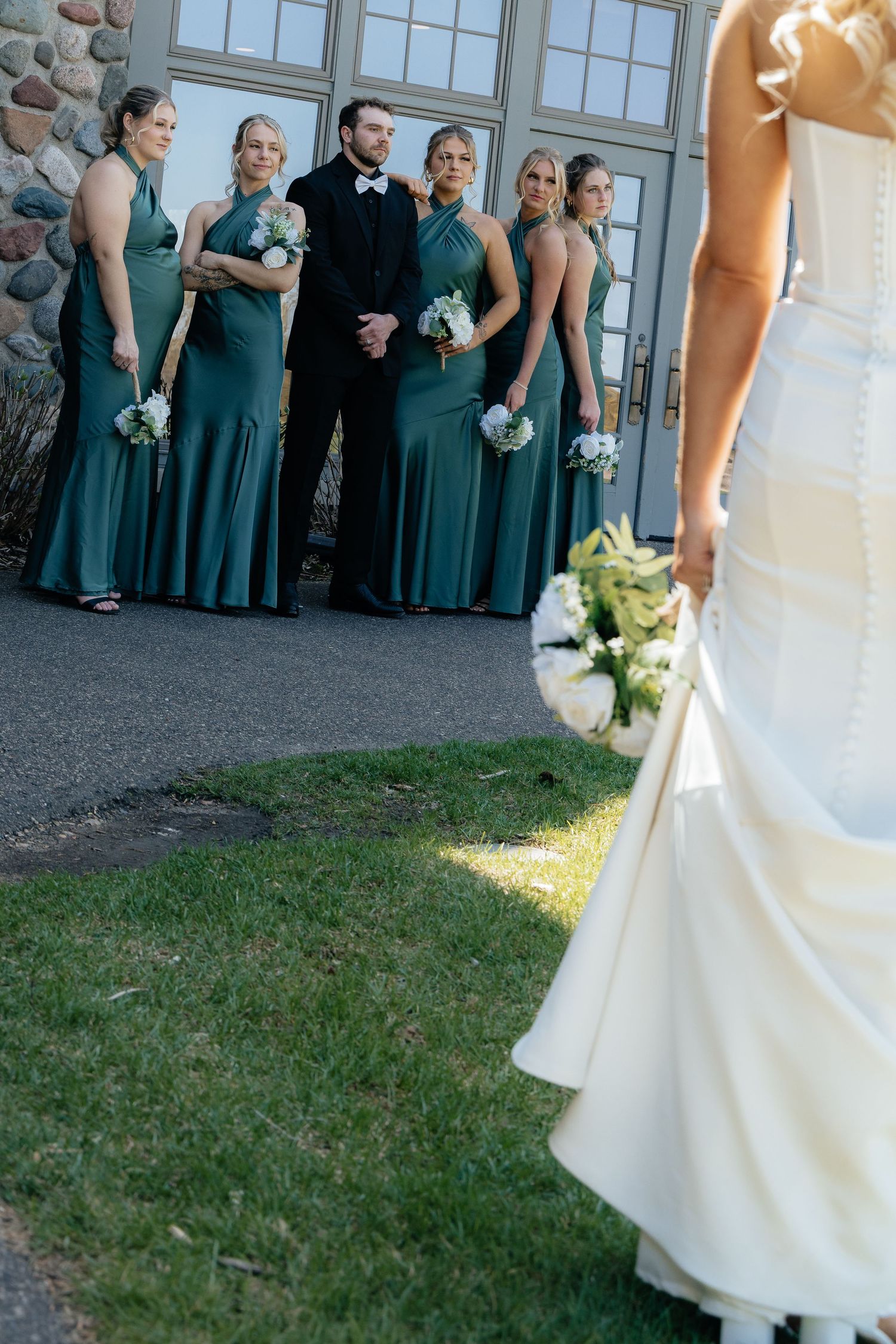 Collection of wedding day detail shots at Rush Creek Golf Course in Maple Grove, MN, including bridal accessories, florals, and more