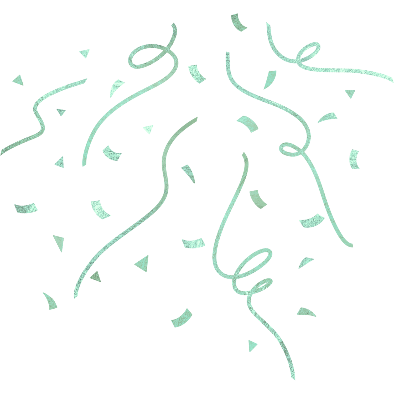 Abstract pattern of light mint green curvy lines and small scattered shapes on white background.