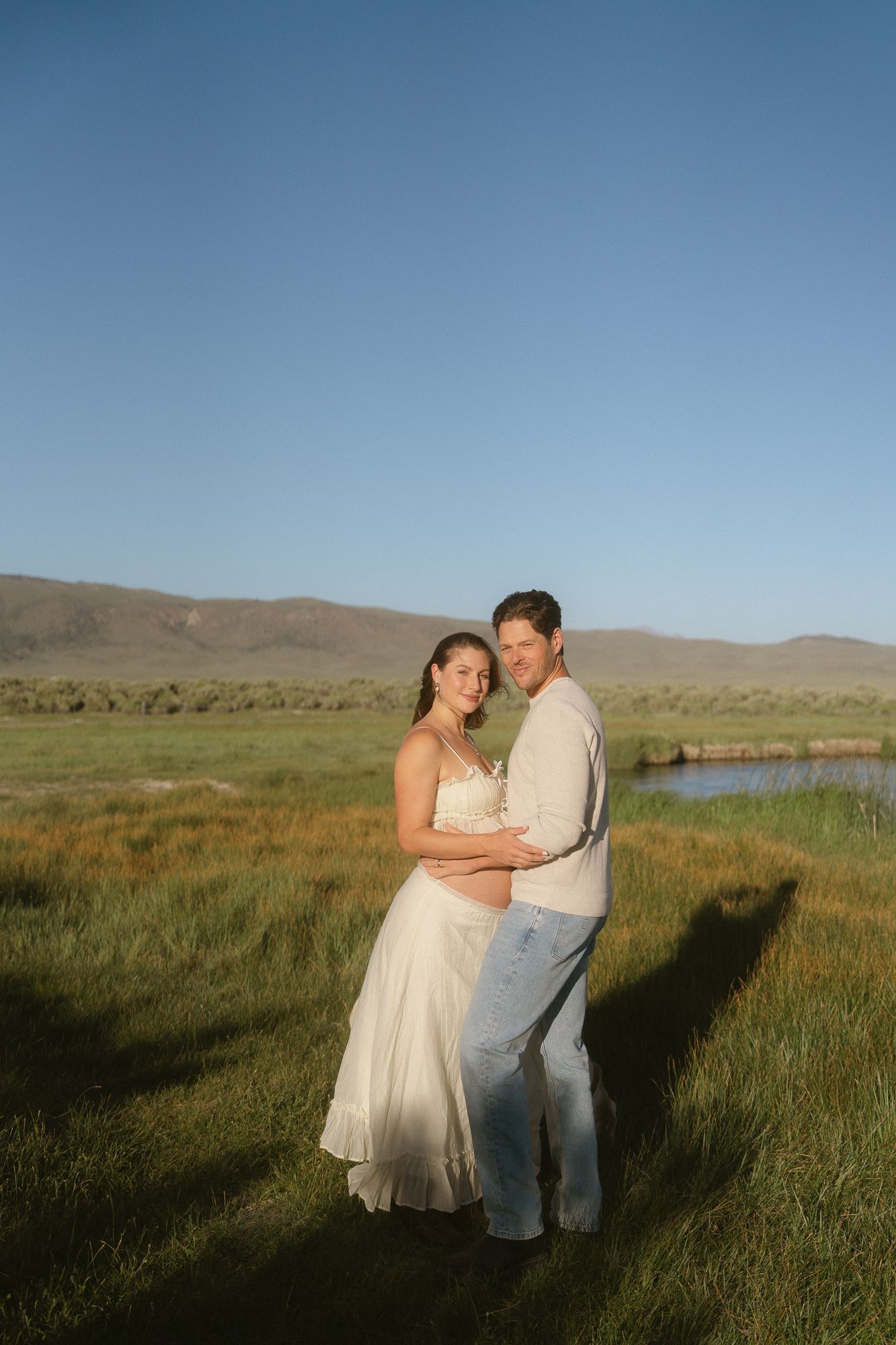 Couples Portrait Maternity Session near The Owens River in Mammoth Lakes California.