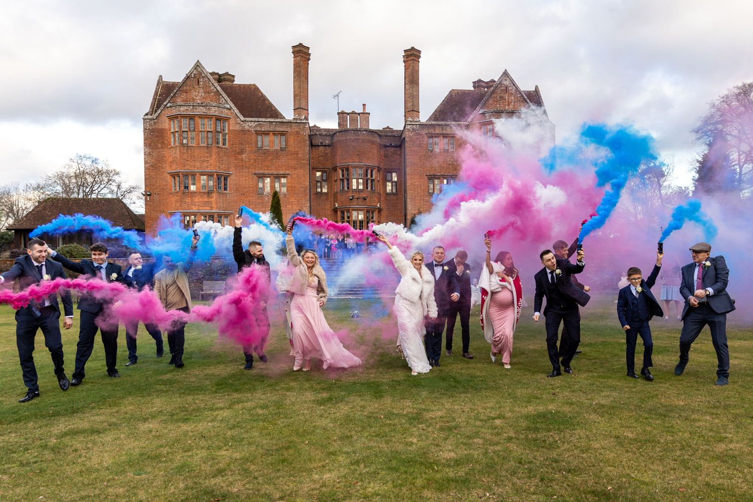 Wedding party creates colorful smoke bomb at New place hotel in Hampshire