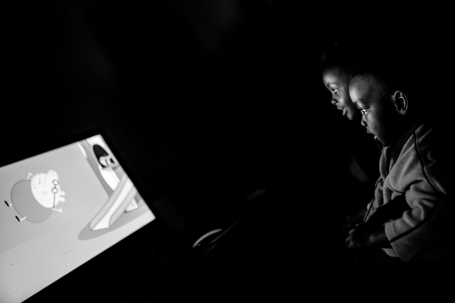 Dramatic black and white silhouettes showing intimate emotional moments between people.