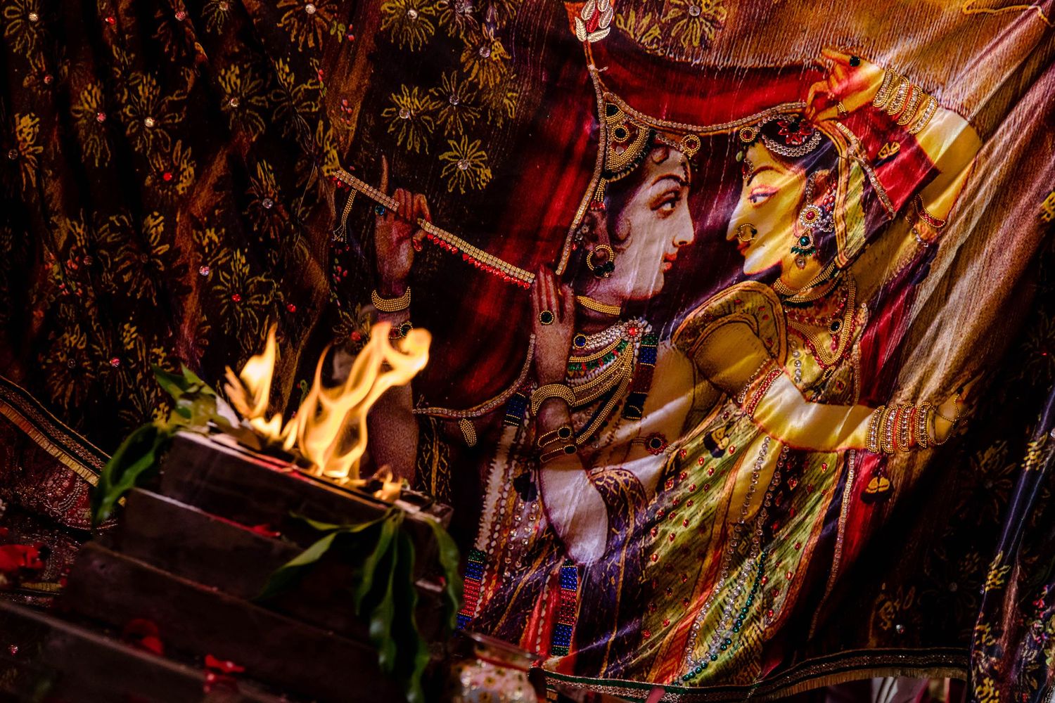 Festive nighttime celebration with colorful lights and decorations creating a magical atmosphere.