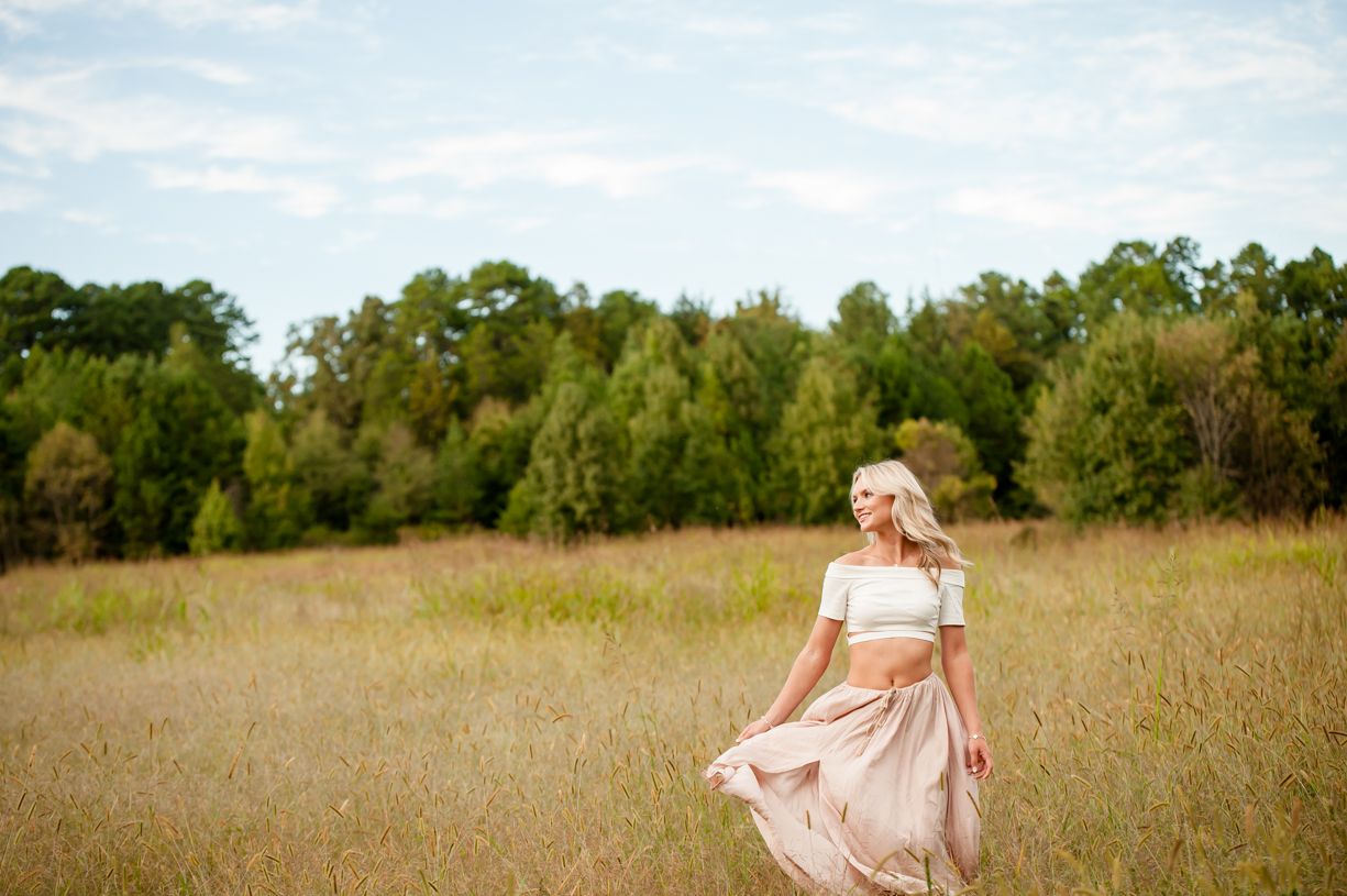 High school senior portrait in Mooresville, NC with natural light