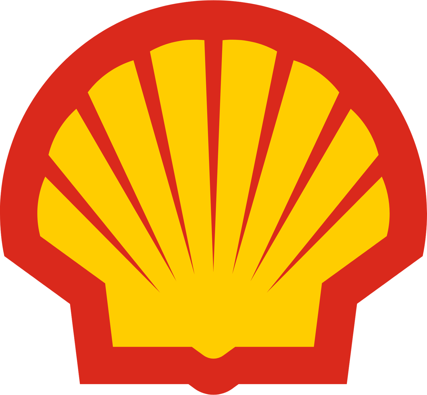 Shell Oil Company logo featuring a red-outlined yellow scallop shell emblem on a white background.
