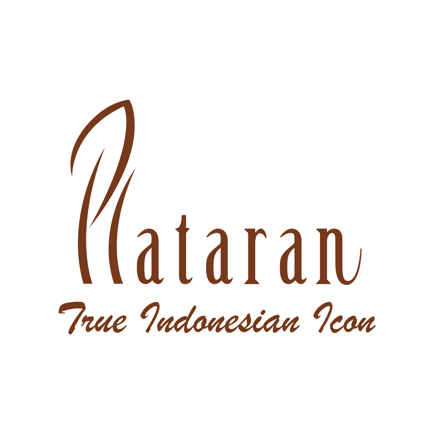 Plataran True Indonesian Icon logo featuring elegant brown calligraphy text on a white background.