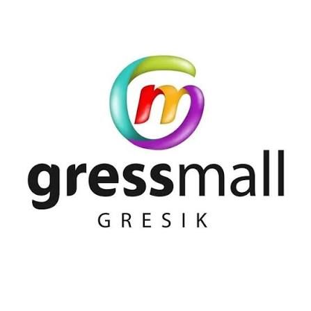 Gressmall Gresik shopping mall logo featuring a colorful swirl design with a stylized letter M on white background.