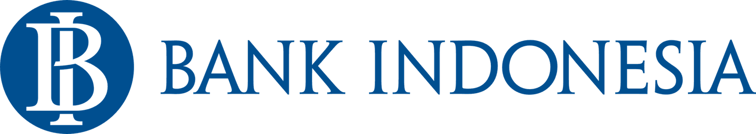 Bank Indonesia official logo featuring a circular emblem with the letter B and bold blue typography.