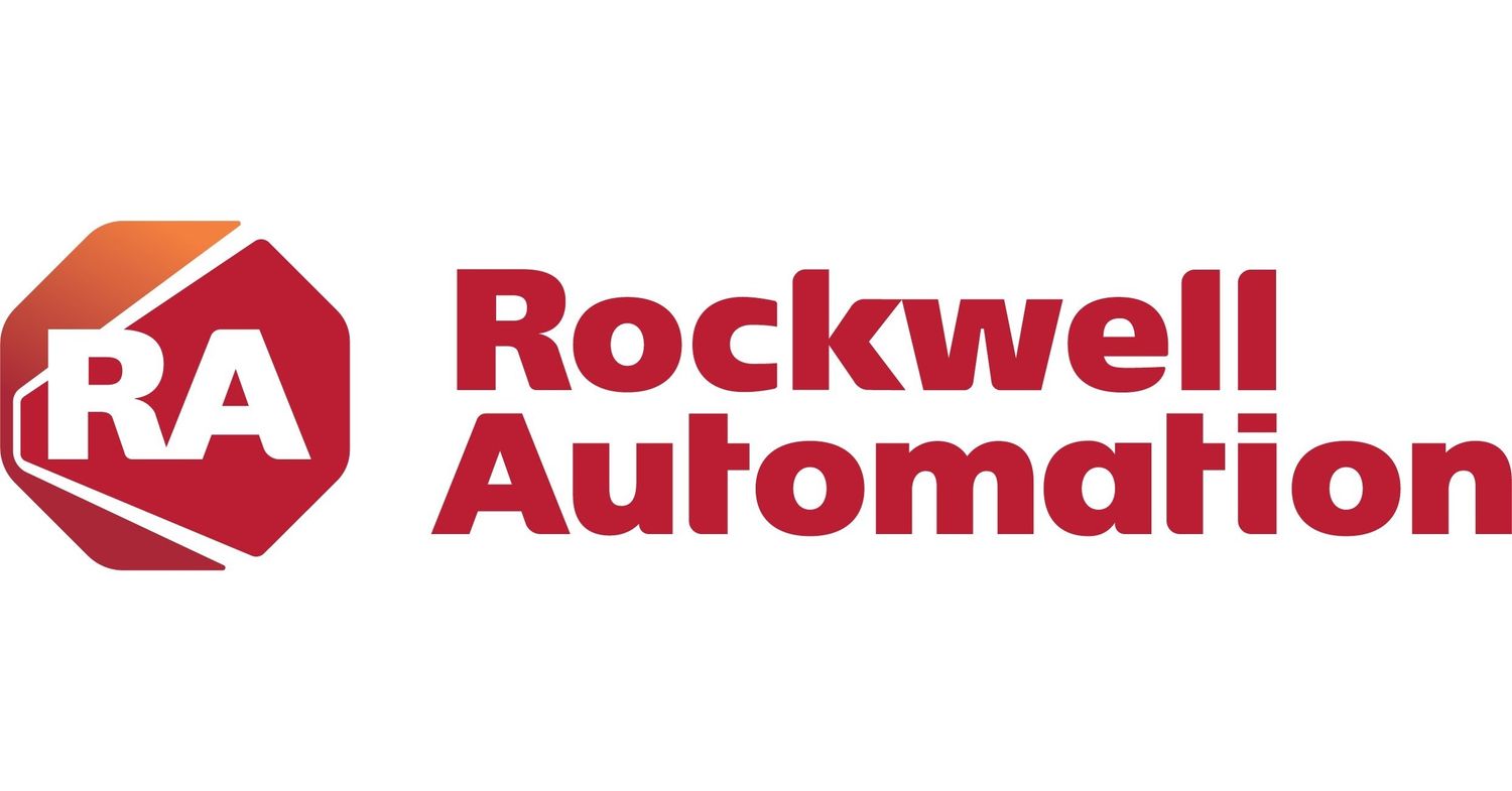 Rockwell Automation company logo featuring the RA emblem in a red octagon shape with bold red text.
