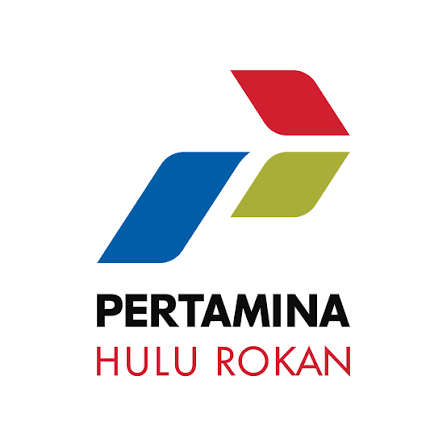 Pertamina Hulu Rokan logo featuring blue and red parallelogram shapes with olive green accent and bold black and red text.