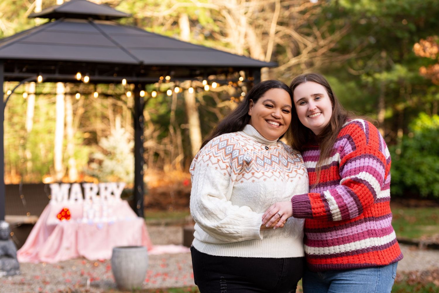 Engagement Portraits with Marry Me sign & proposal in Duxbury, MA with Leah Ramuglia Photography, South Shore Wedding Photographer