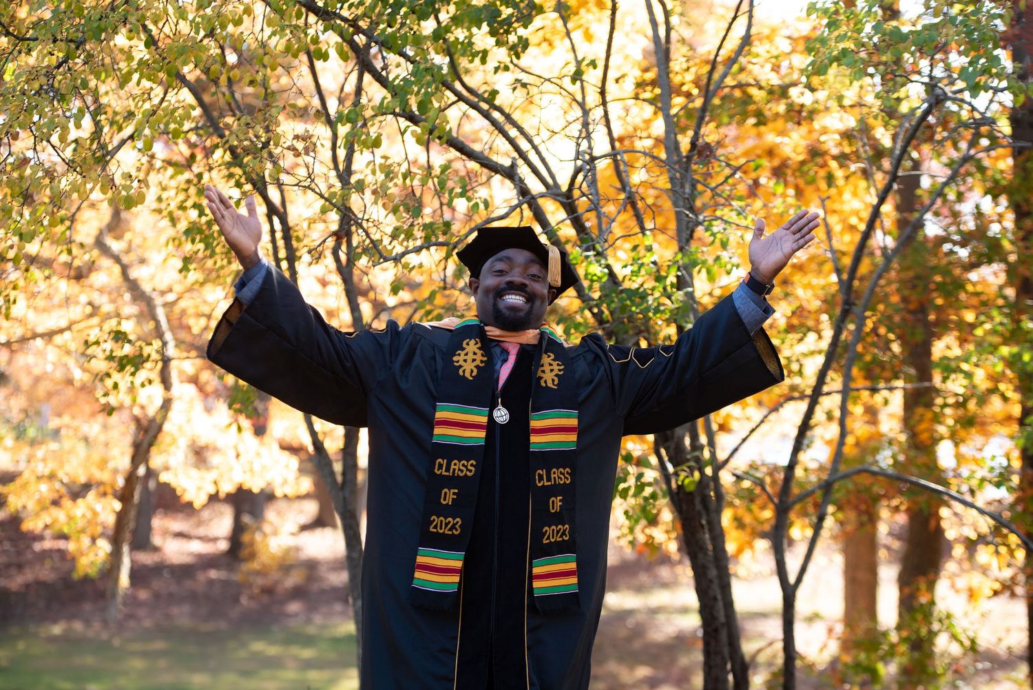 Ph.D. Graduation Portraits with New England Fall Foliage with Leah Ramuglia Photography in Milton, MA.