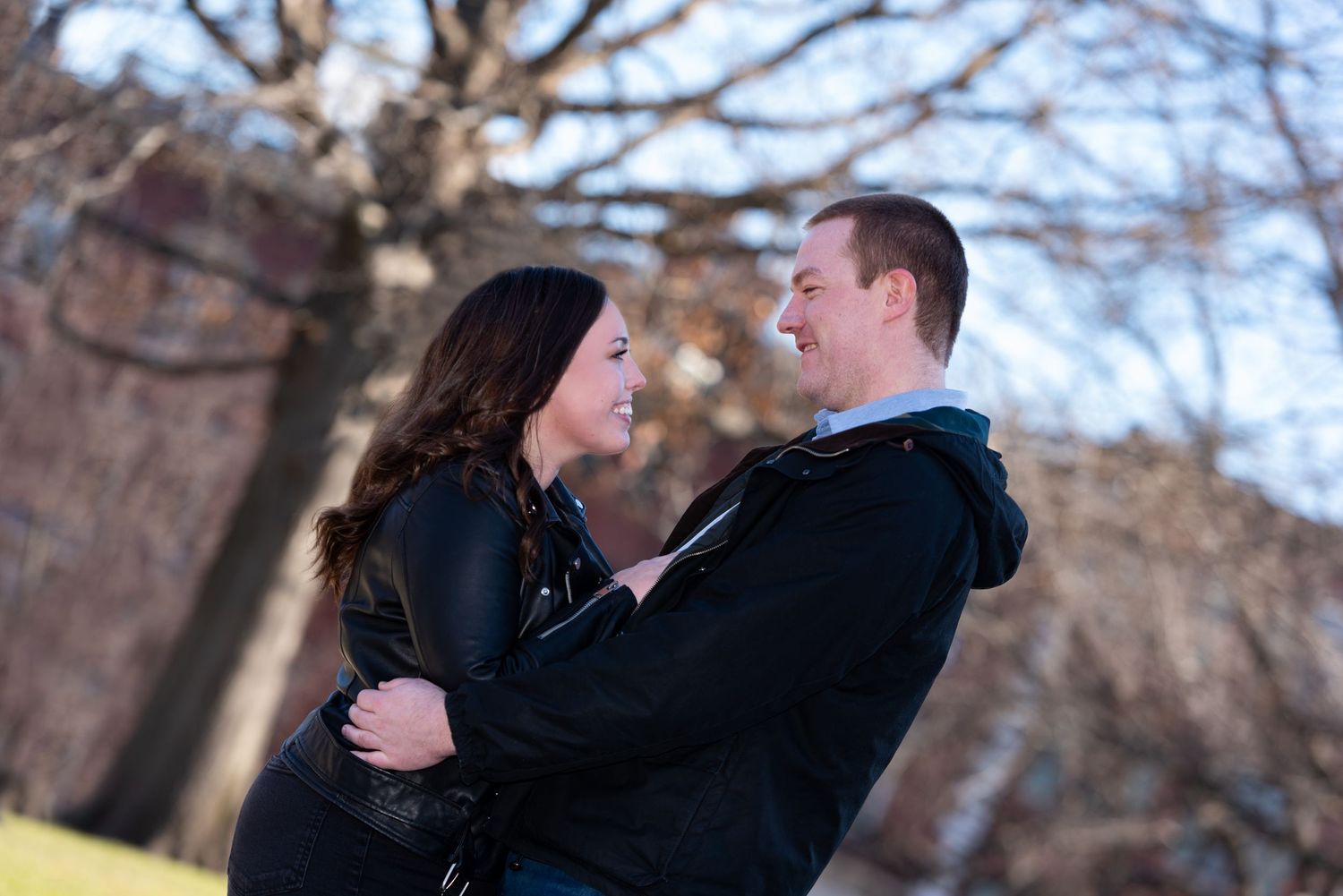 Engagement Portraits in Charlestown's Bunker Hill Monument at the end of the Freedom Trail. Boston's historic landmarks with photography.