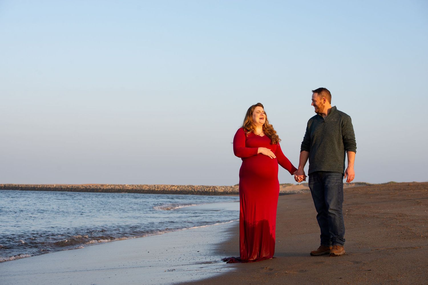 Maternity Portraits on the beach in Plum Island in Newburyport, MA with Leah Ramuglia Photography.
