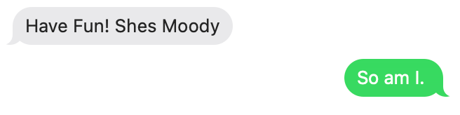 Green text message conversation showing 