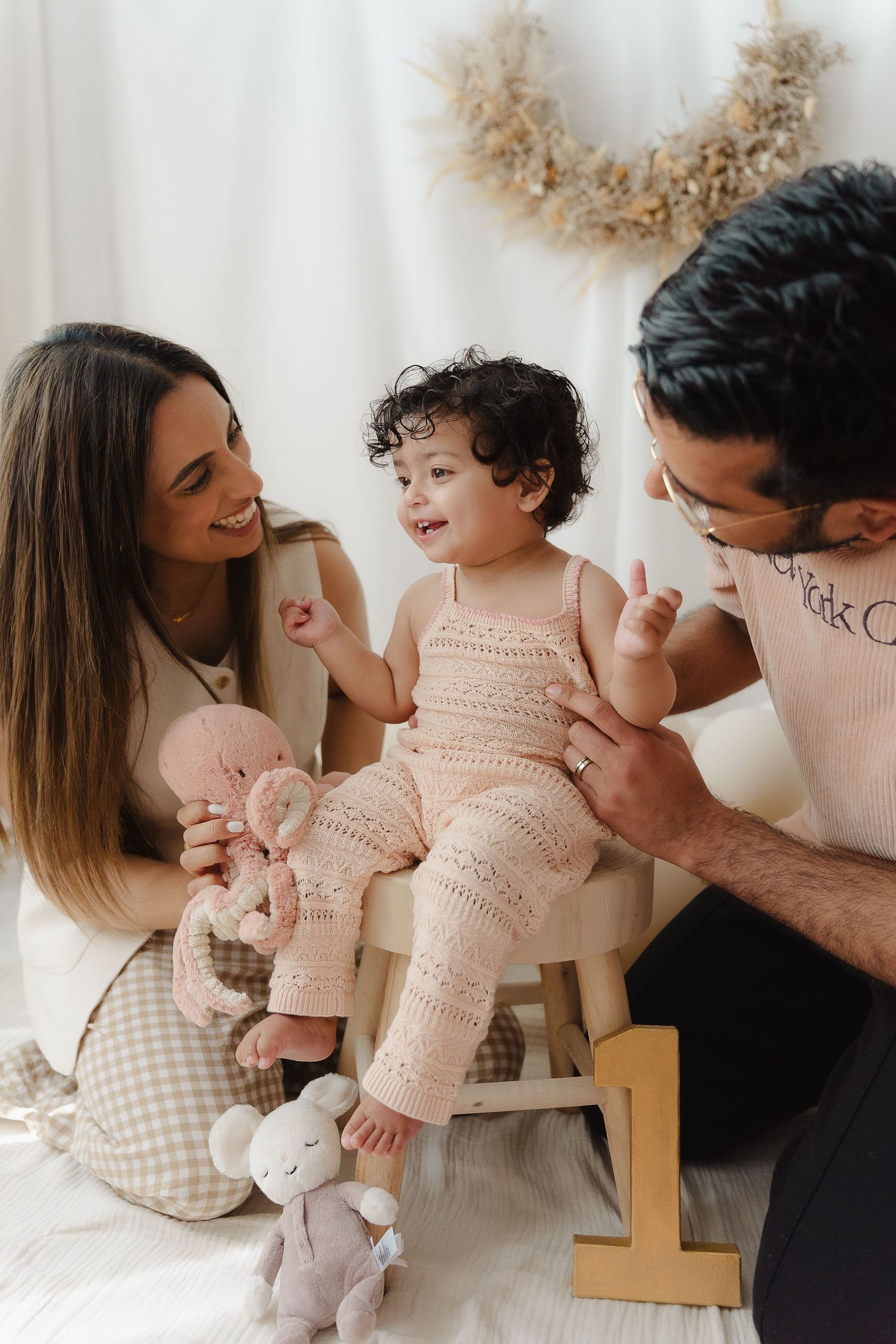 Candid family moments captured in sequence showing playful interactions on white background. ONE photoshoot in Derbyshire
