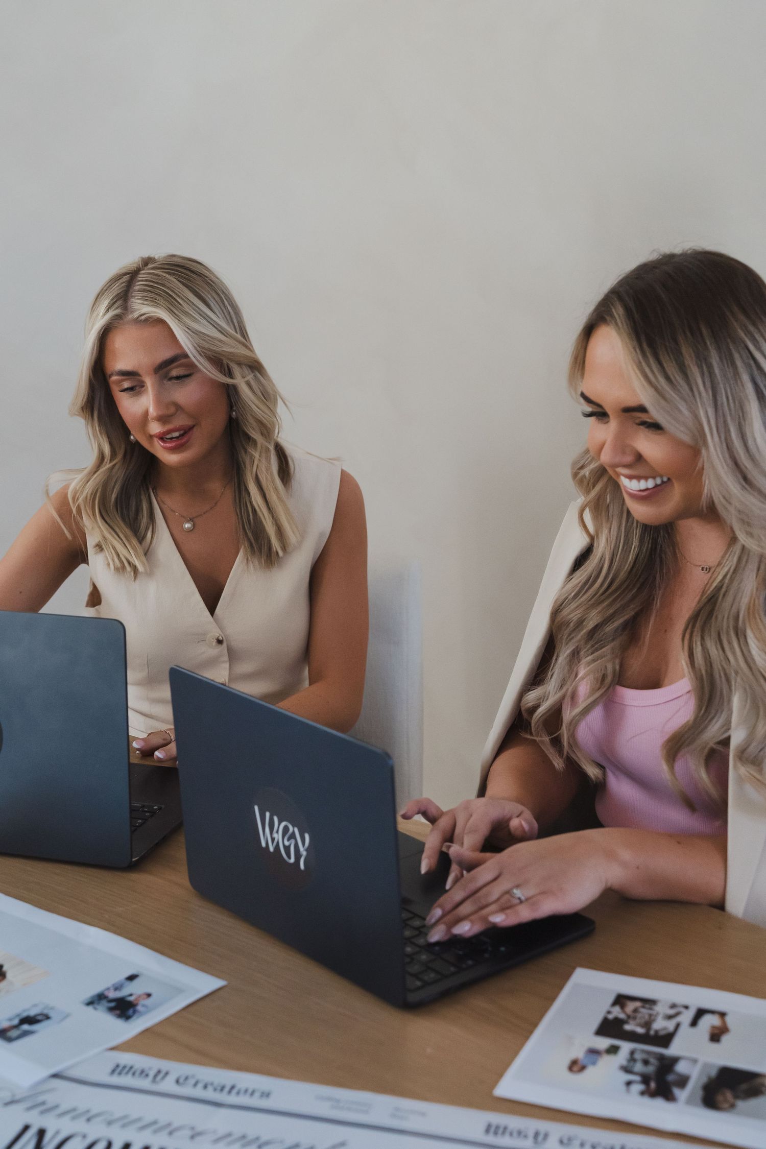 A series of images showing someone working at a desk with a laptop and documents in a professional setting.