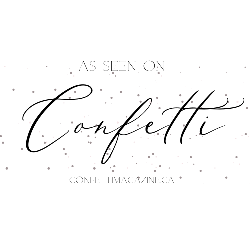 Elegant text logo for 'As Seen On Confetti Magazine' in cursive calligraphy style.