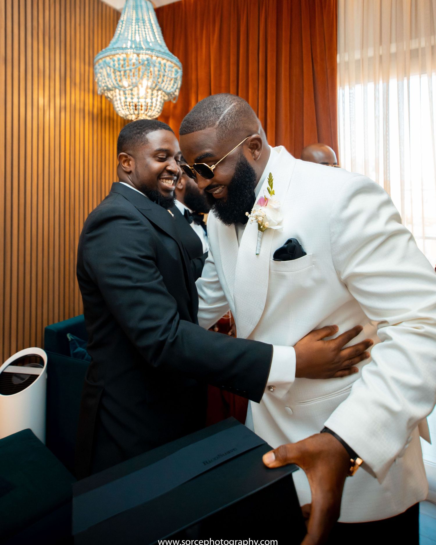 sharing a candid moment of laughter and joy