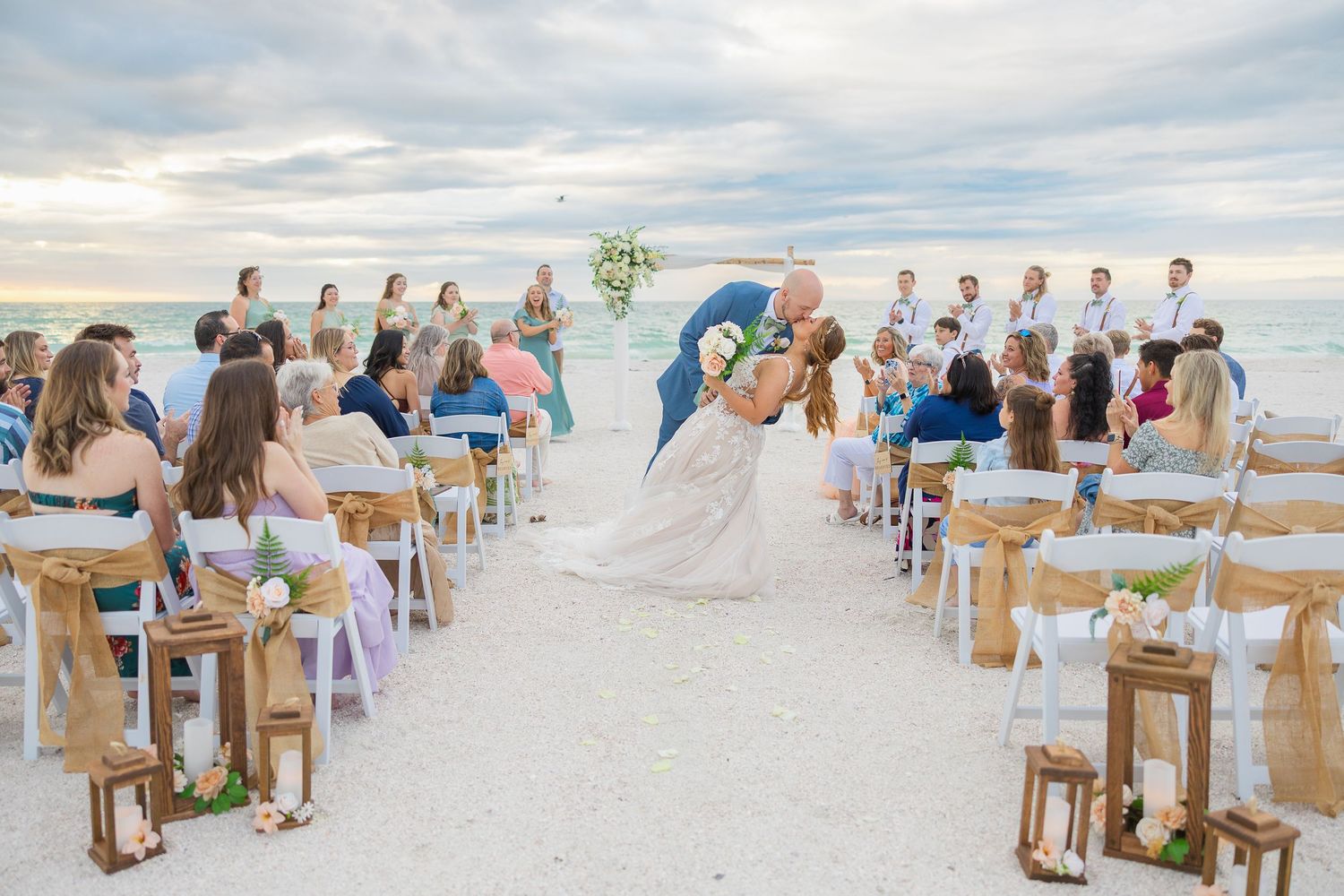 Sarasota wedding photographer capturing an exciting ceremony exit