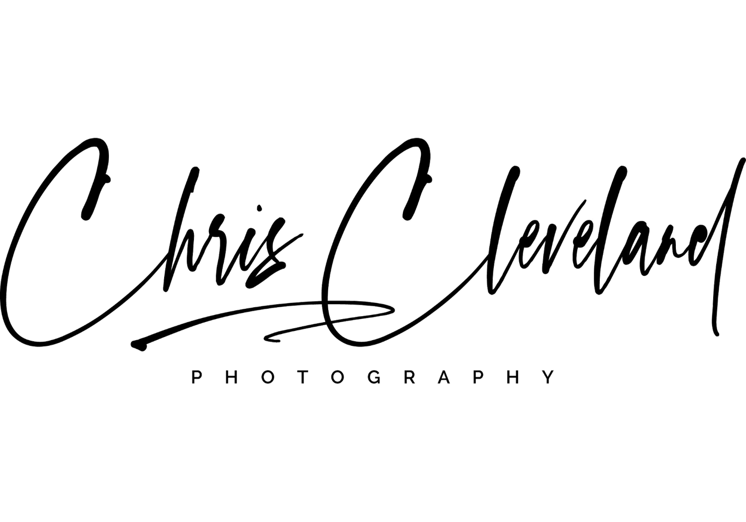 Elegant black handwritten signature style logo for Chris Cleveland Photography with minimalist design.