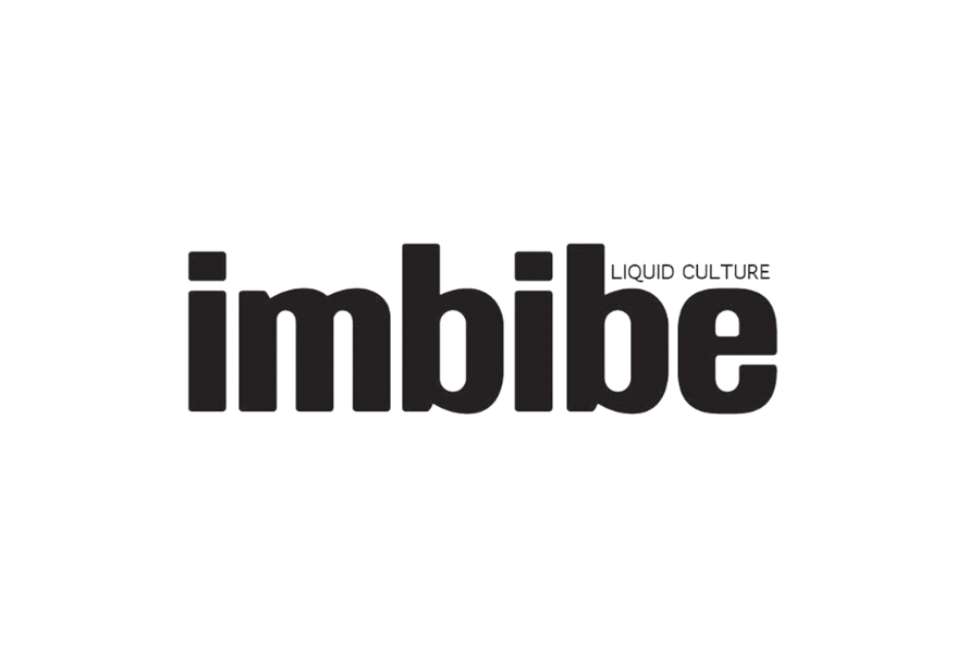 Black imbibe typography logo design on white background.