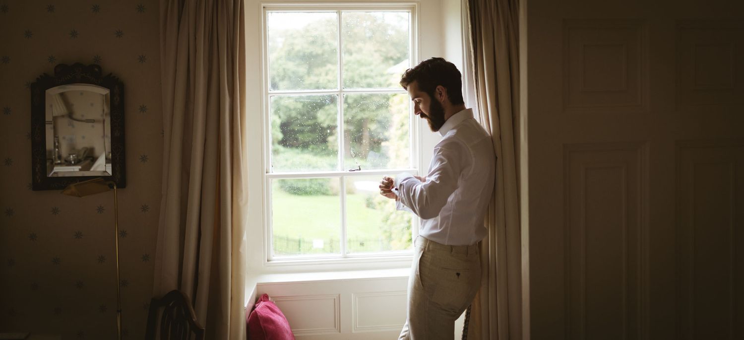 Groom getting ready at Kinsale wedding in Cork