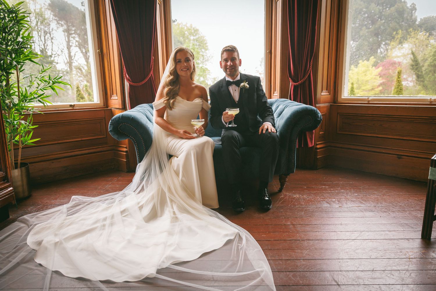 Bride and groom portrait at Tinakilly country house wedding venue in wicklow, Ireland