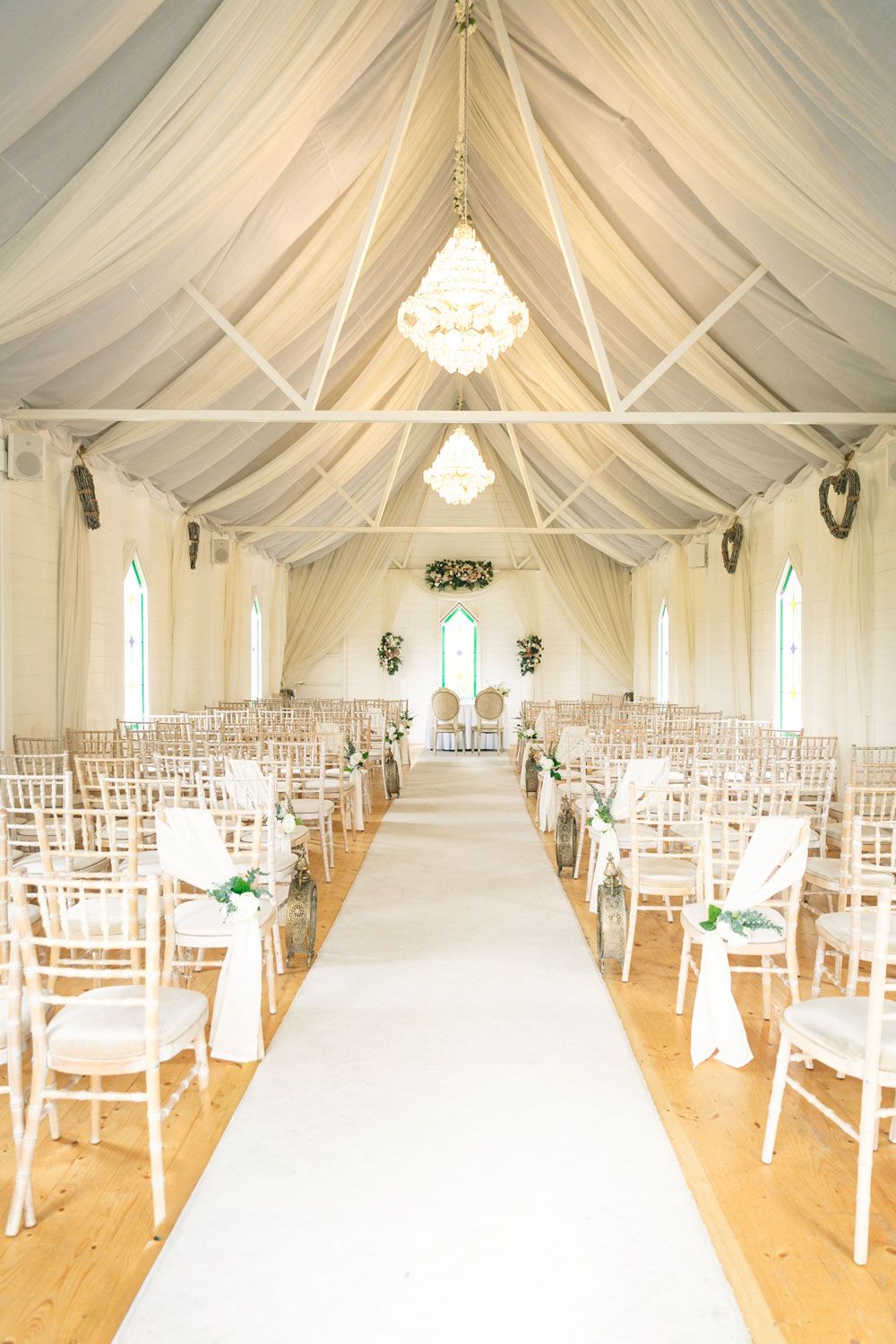Wedding ceremony setup inside chapel at Clanard court in Co Kildare, Ireland
