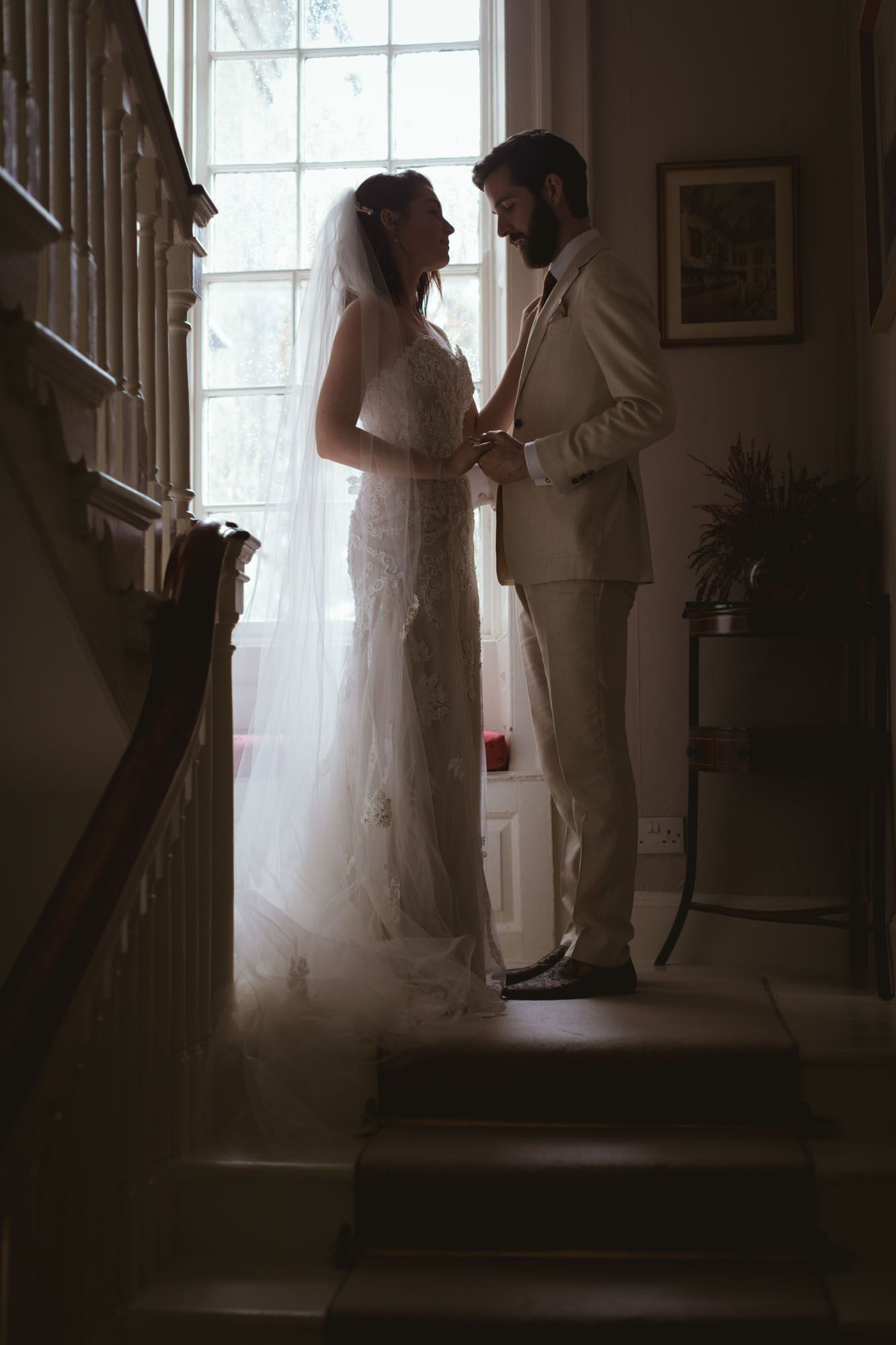 Groom seeing bride for the first time at Kinsale in Cork