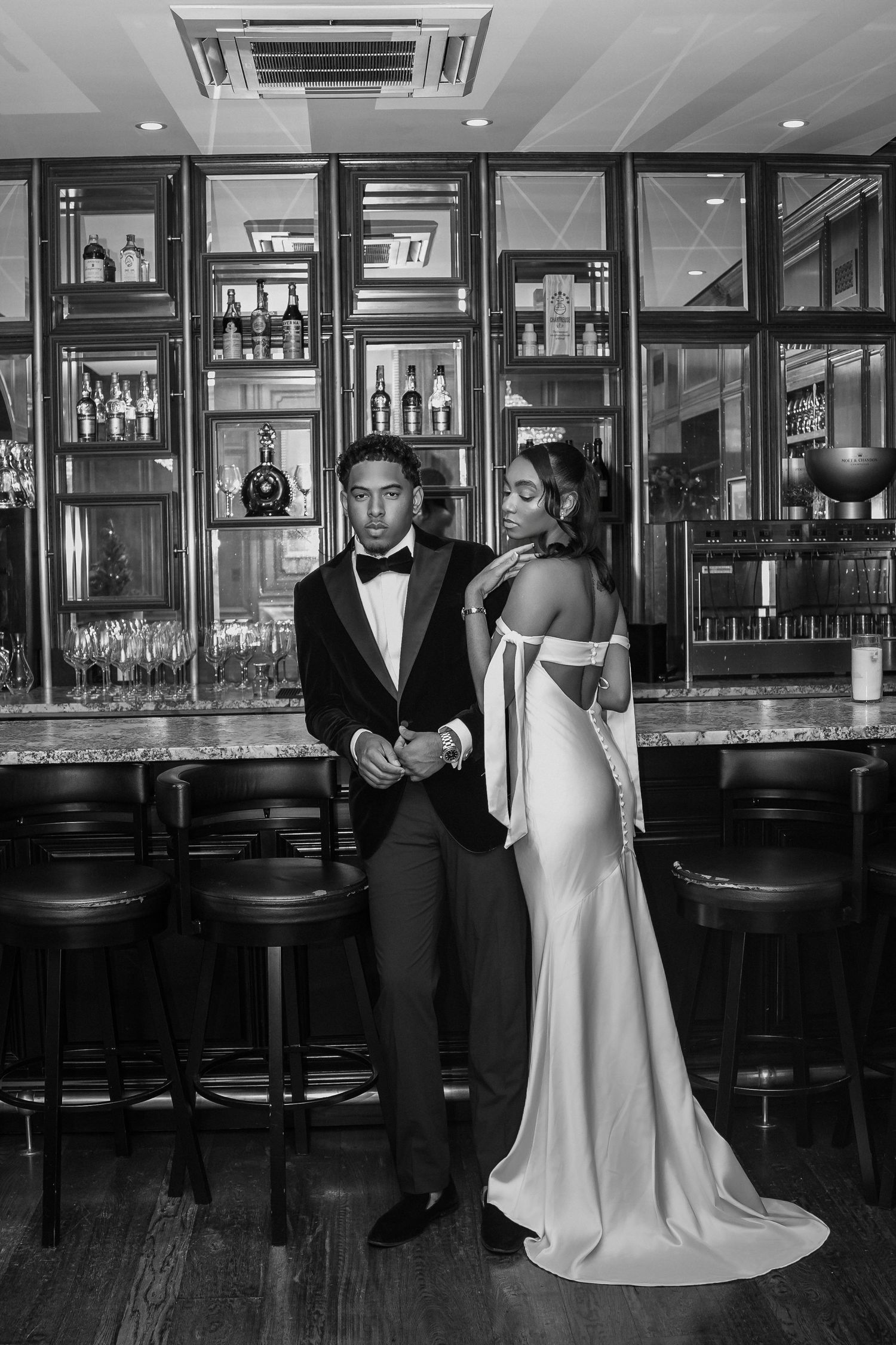 Candid engagement photos capturing Black love in Arizona at the Wrigley Mansion