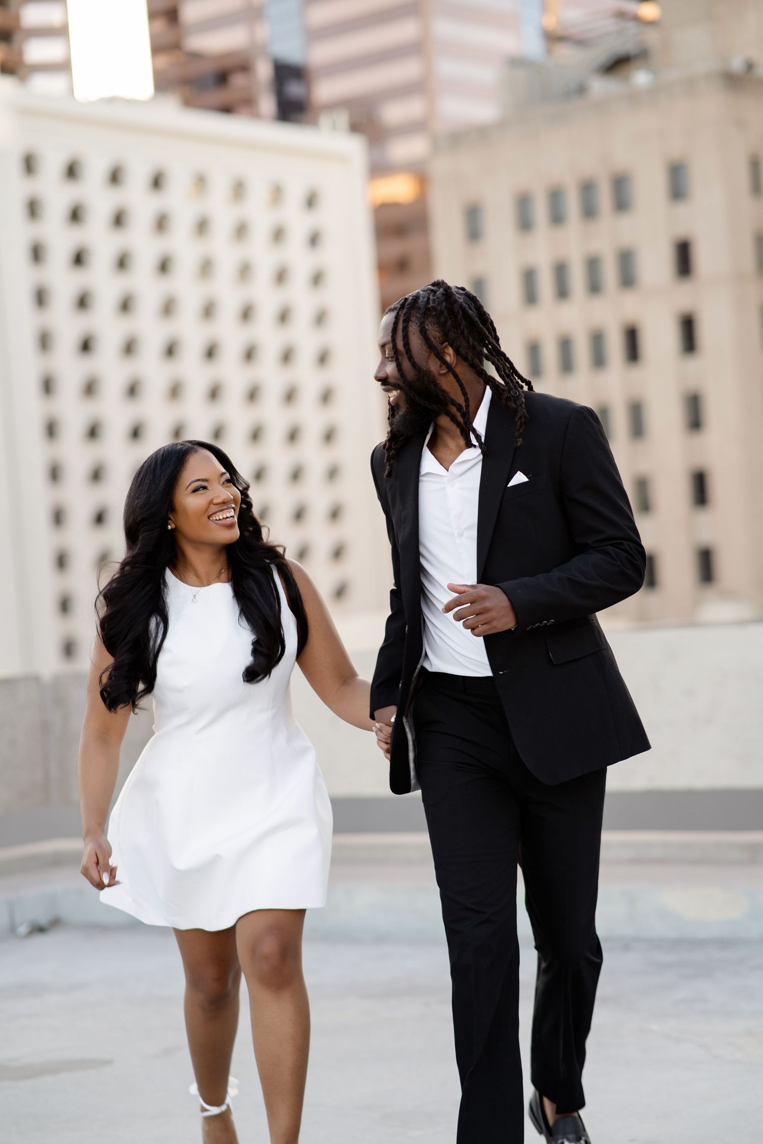 Candid engagement photos capturing Black love in Arizona In Downtown Phoenix