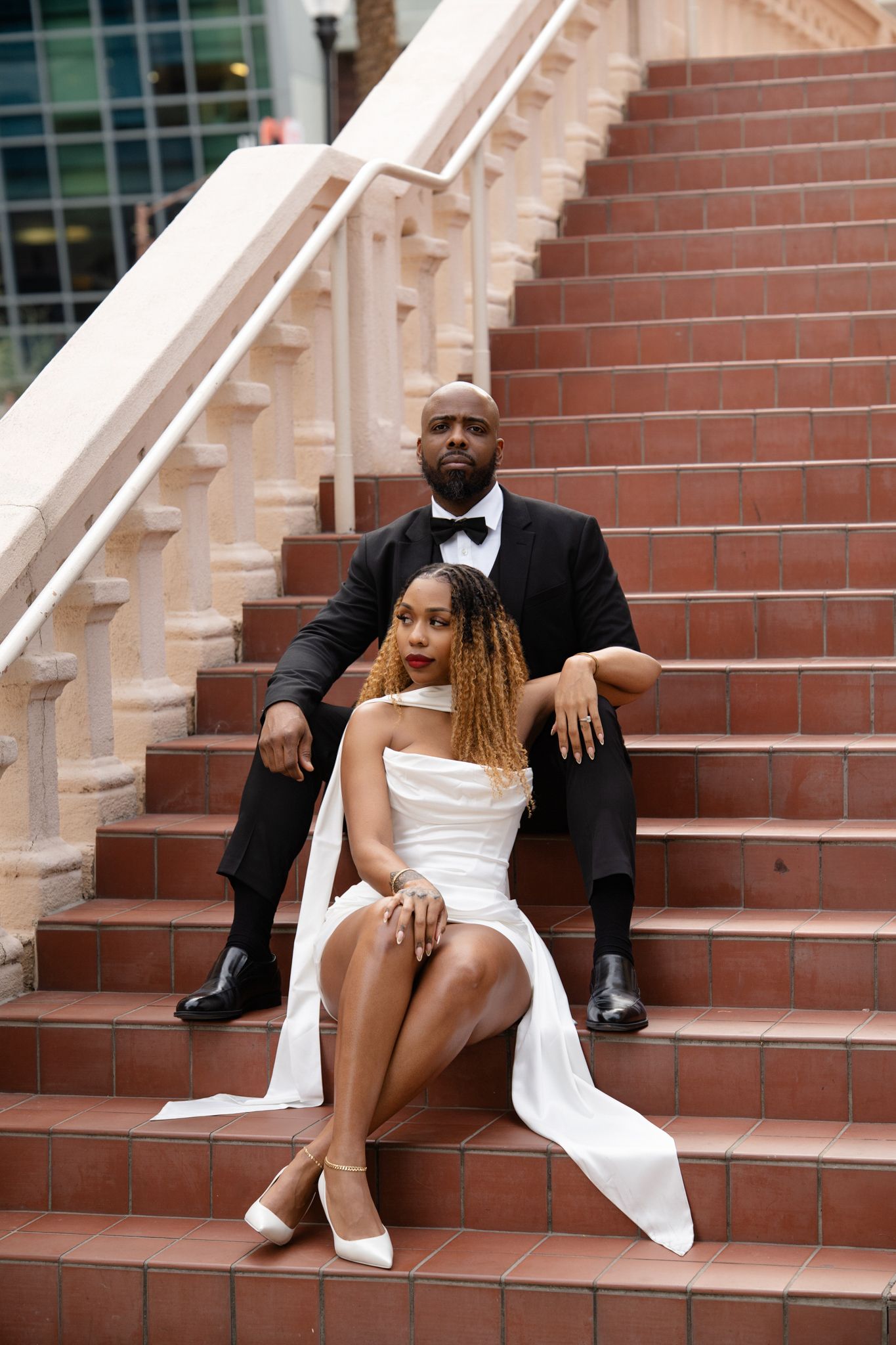 Candid engagement photos capturing Black love in Arizona in Downtown Phoenix