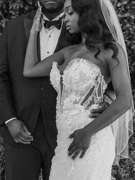 Romantic wedding portraits of a Black couple at sunset in Arizona