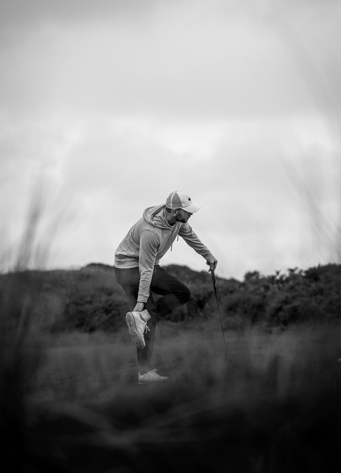 Golfer at Kingsbarns Links getting ready to play a shot