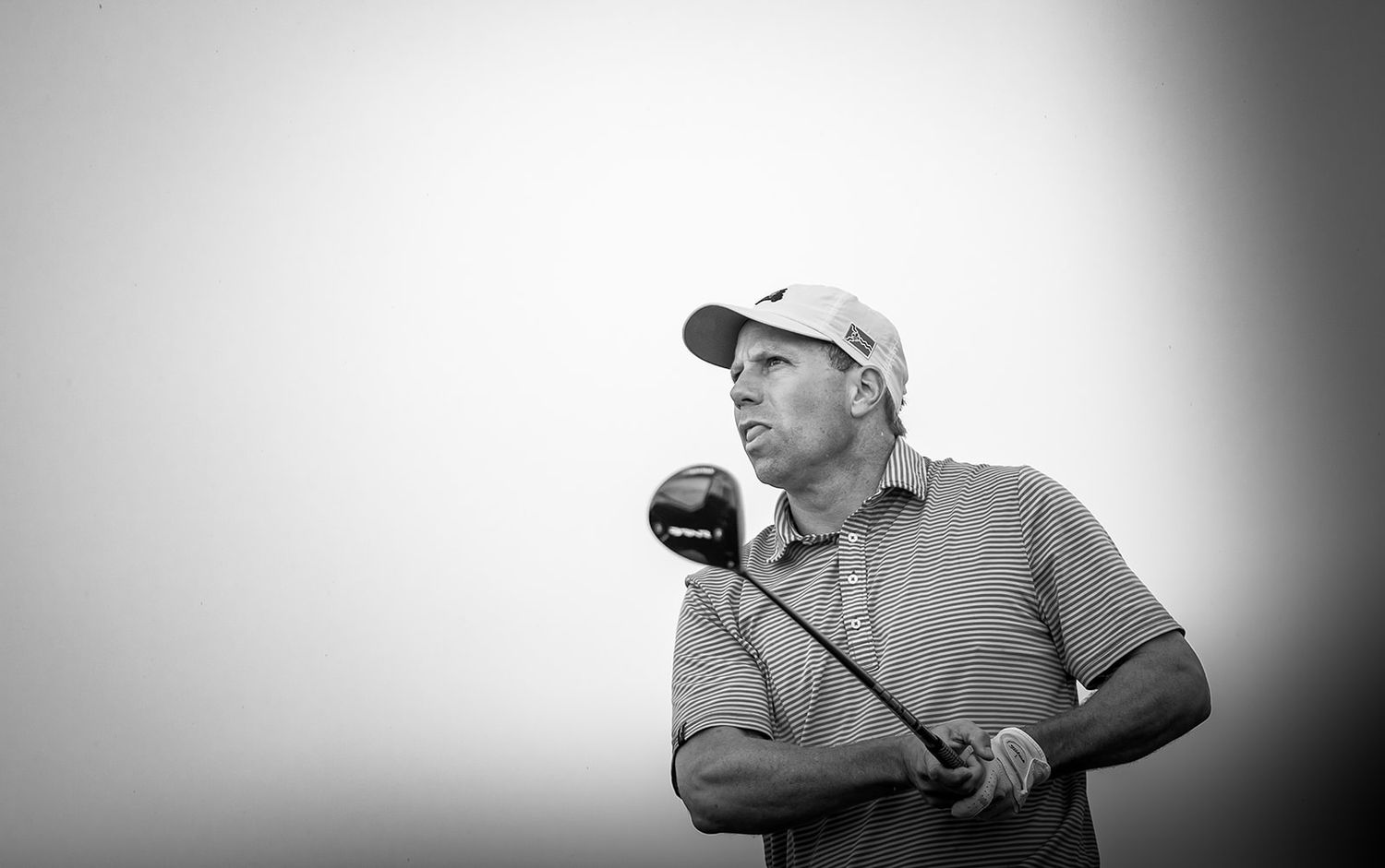 Golfer in serious mood, played a great shot at Kingsbarns Links