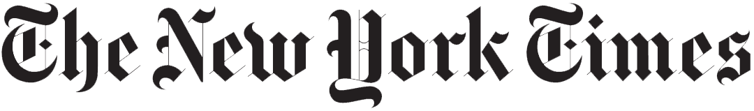 A vintage black and white New York Times newspaper masthead logo against a white background.