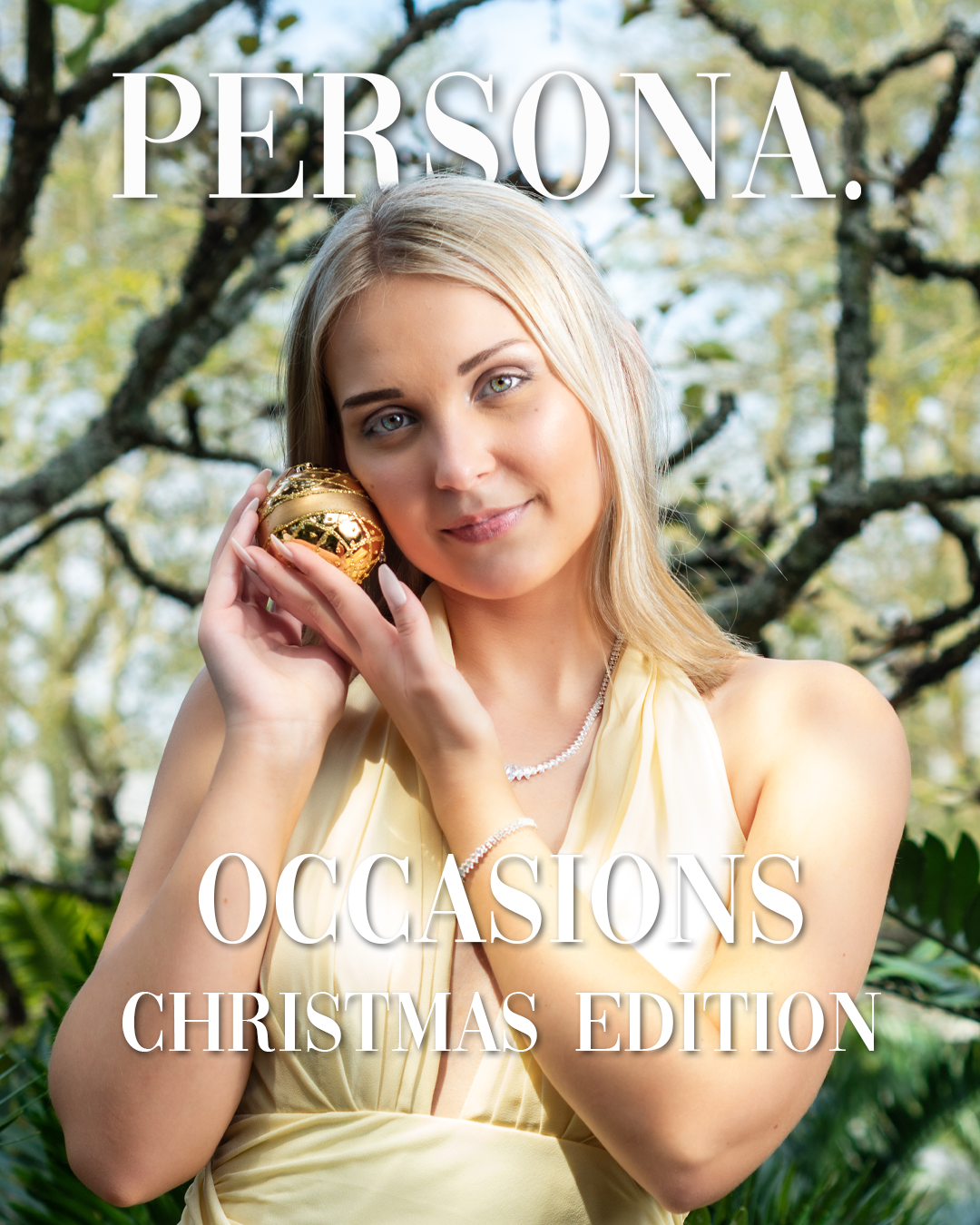 Persona Occasions: Christmas Edition - Magazine Cover: Vogue-inspired, editorial style.