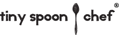 Minimalist black and white logo design for Tiny Spoon Chef featuring a spoon icon.