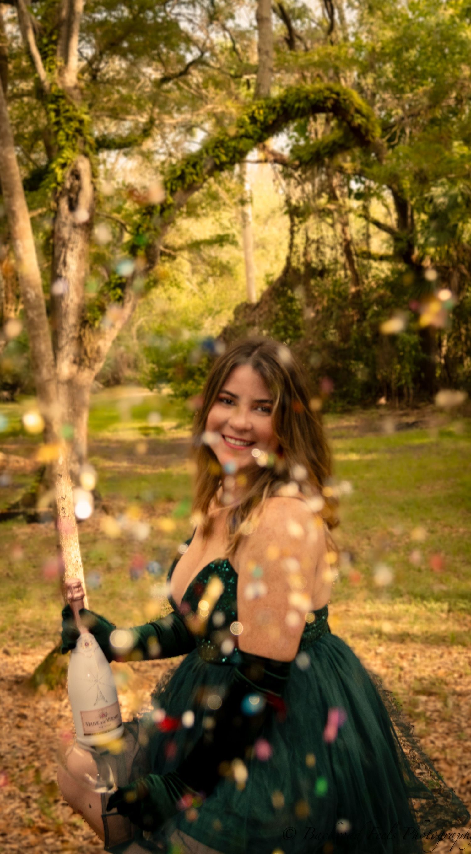 Birthday portrait with confetti