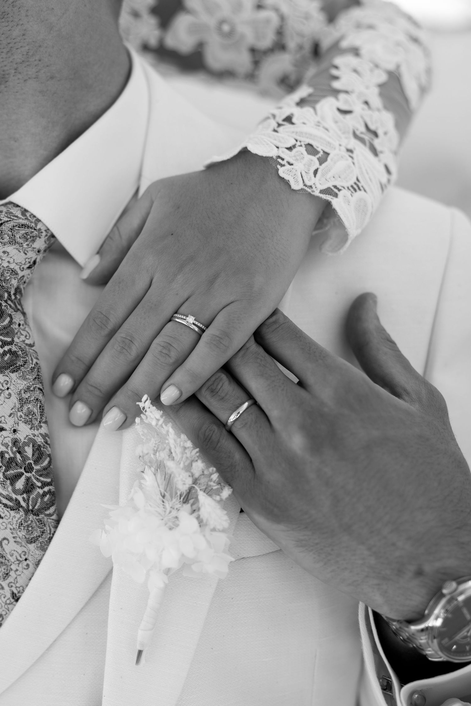 bridal couple with their wedding rings