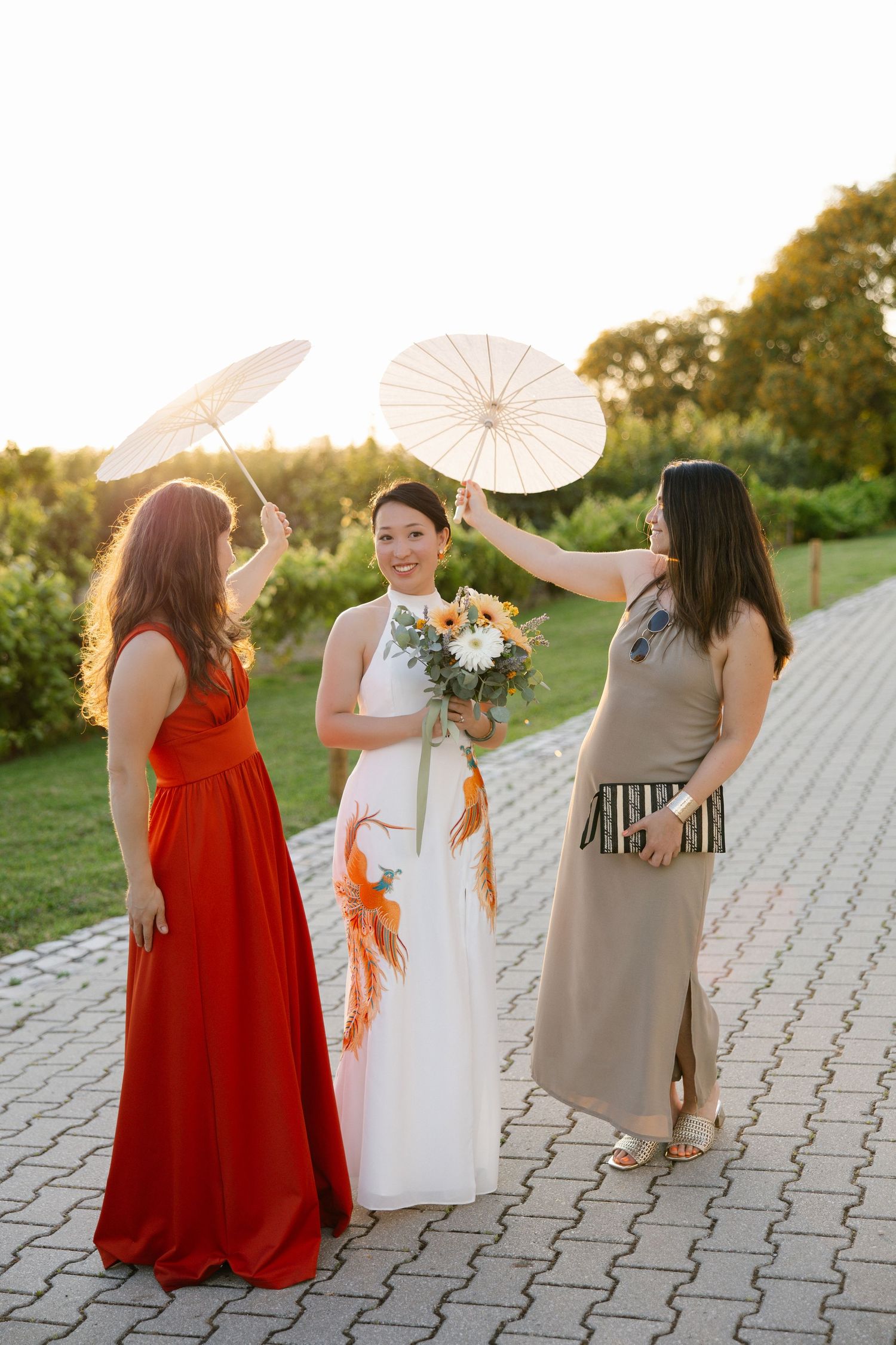 Bride with her bridesmaids