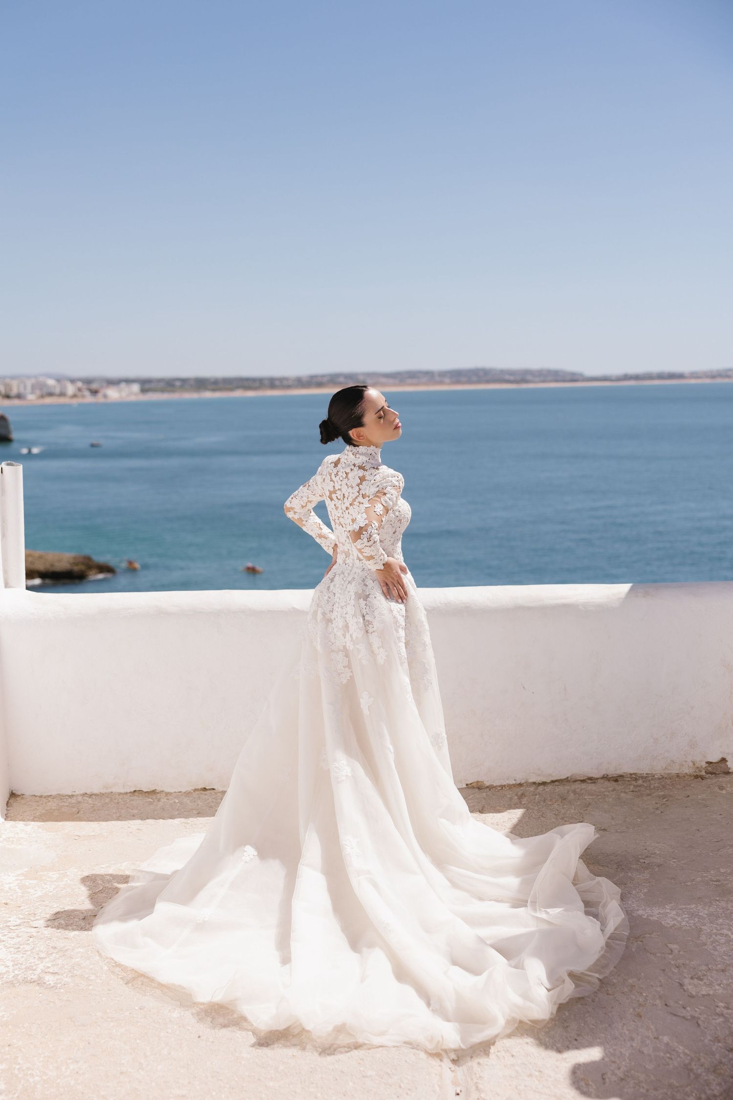 bride with her beautiful white dress