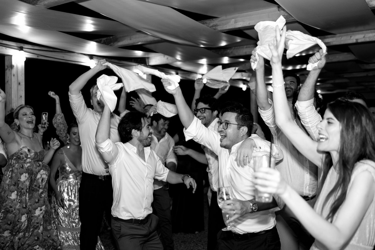 wedding guest celebrating during the party at the pestana viking resort in Portugal